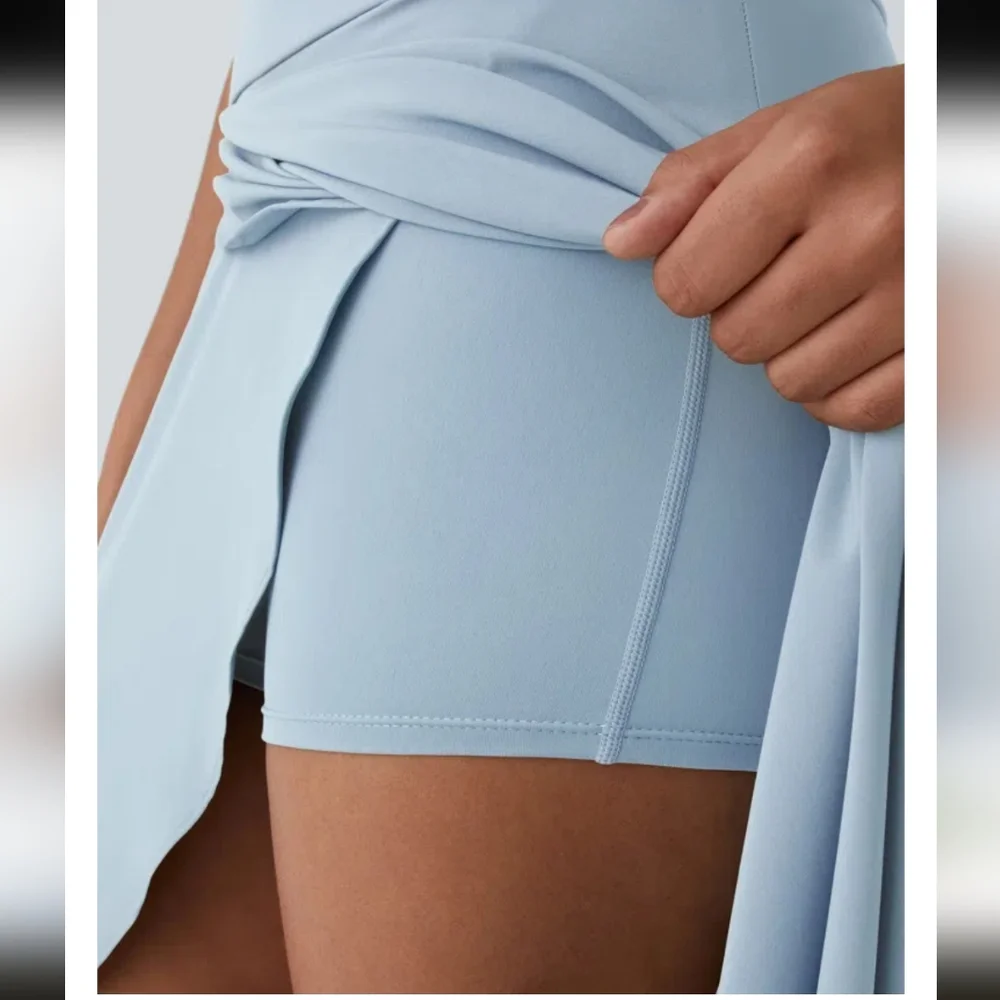 NWT Halara Breezeful 2-in-1 maxi skort high waist Asimetrica light blue ballad L - Picture 6 of 14